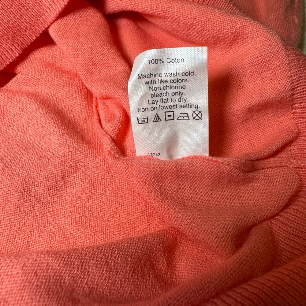 J. Crew Lightweight V-Neck 100% Cotton Sweater in Coral - Picture 4 of 4